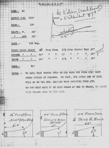 q052-blocking-plan Blocking plan for dry docking of Q052 at shipyard Davie Brothers Ltd., Lévis, Québec about 1942. Jean-Pierre Charest collection.